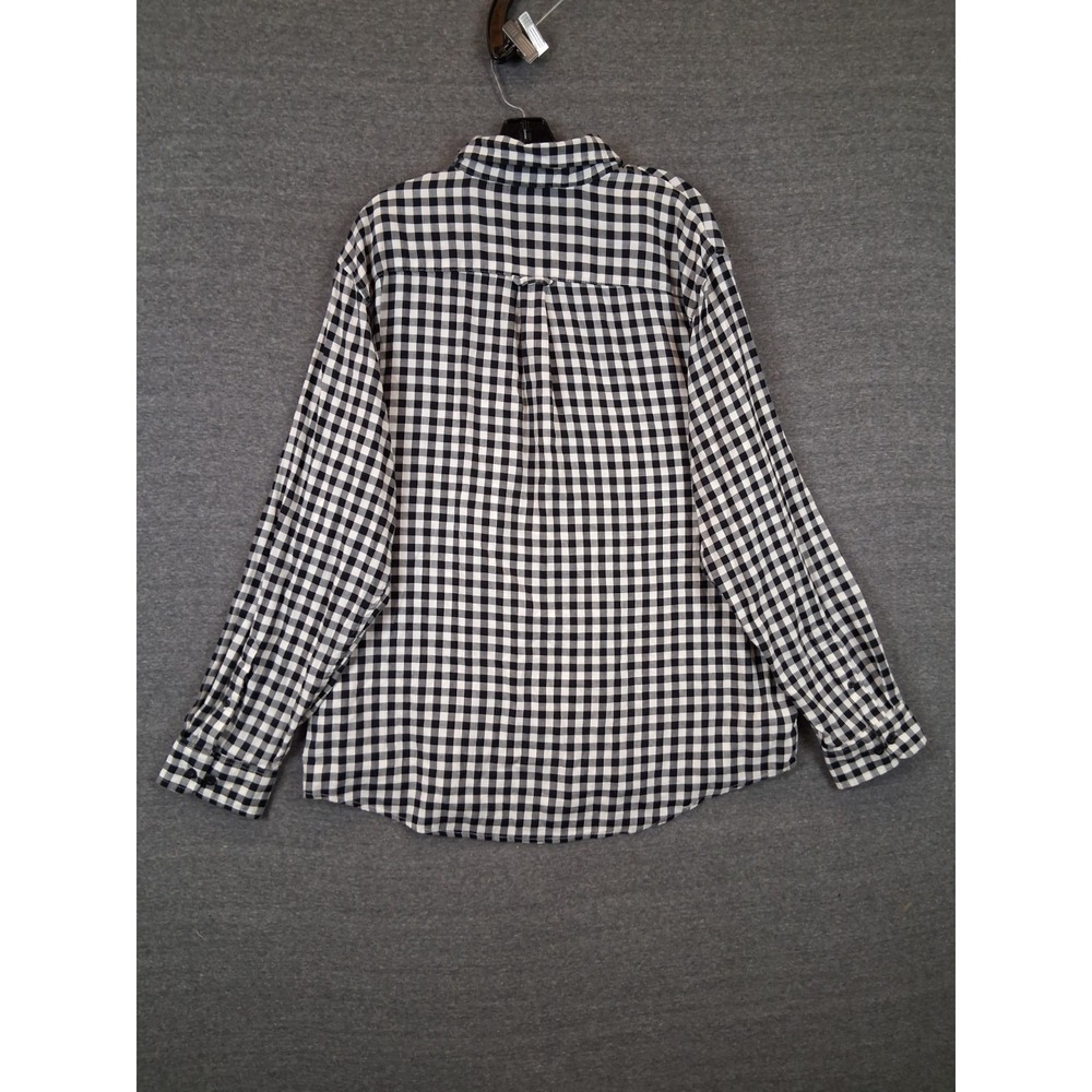 Lands End Mens Shirt 2XL XXL Black‎ White Gingham Check Plaid Button Down Soft - Picture 6 of 7